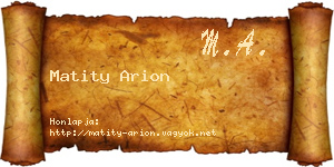 Matity Arion névjegykártya